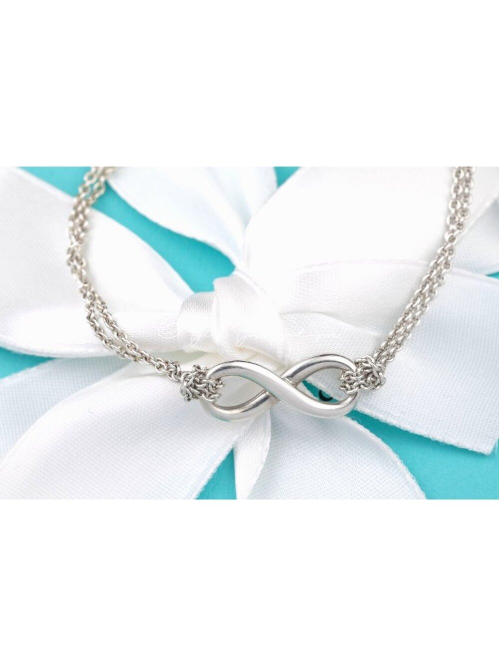 Tiffany & Co. Infinity Motif Charm Double Chain 16" Necklace in Sterling Silver